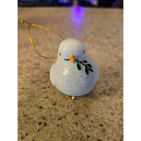 Unbranded Other - Porcelain Hinged Hanging Dove Trinket Box Christmas Ornament